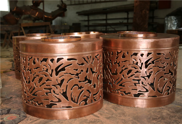 西安鍛銅鑄銅雕塑-定制鍛銅花缽